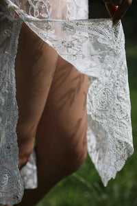 Antique 1920s soutache lace white sheer dress