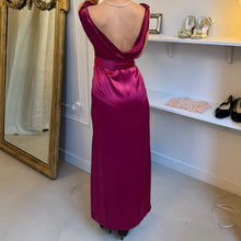 Load image into Gallery viewer, Vintage 1930s silk satin dark raspberry evening gown