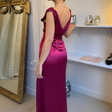 Load image into Gallery viewer, Vintage 1930s silk satin dark raspberry evening gown