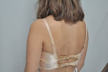 Load image into Gallery viewer, Rare 30s vintage bra French lingerie silk satin peach tones