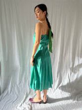 Load image into Gallery viewer, Vintage 1930s silk slip teal dyed dress