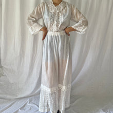 Load image into Gallery viewer, Antique Edwardian lawn dress cotton lace