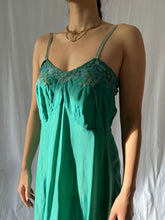 Load image into Gallery viewer, Vintage 1930s silk slip teal dyed dress