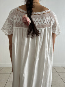 Antique Edwardian maxi white cotton dress lace