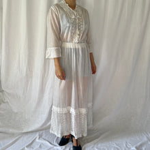 Load image into Gallery viewer, Antique Edwardian lawn dress cotton lace