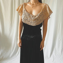 Load image into Gallery viewer, 1930s black silk velvet ecru sequin lace collar