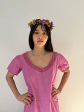 Load image into Gallery viewer, Antique 1920s soft cotton and lace hand dyed orchid dress