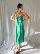 Load image into Gallery viewer, Vintage 1930s silk slip teal dyed dress