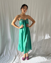 Load image into Gallery viewer, Vintage 1930s silk slip teal dyed dress