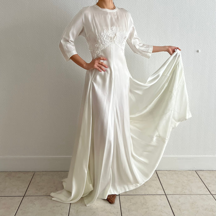 Vintage 70s silk satin wedding dress