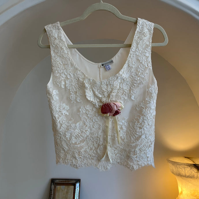 Vintage Guy Laroche lace and flower appliqué blouse