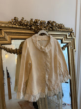 Load image into Gallery viewer, Reserved for Marine Vintage handmade linen and lace jacket