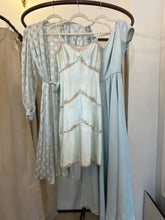 Load image into Gallery viewer, Vintage 1930s silk seafoam slip dress with lace inserts and ribbons