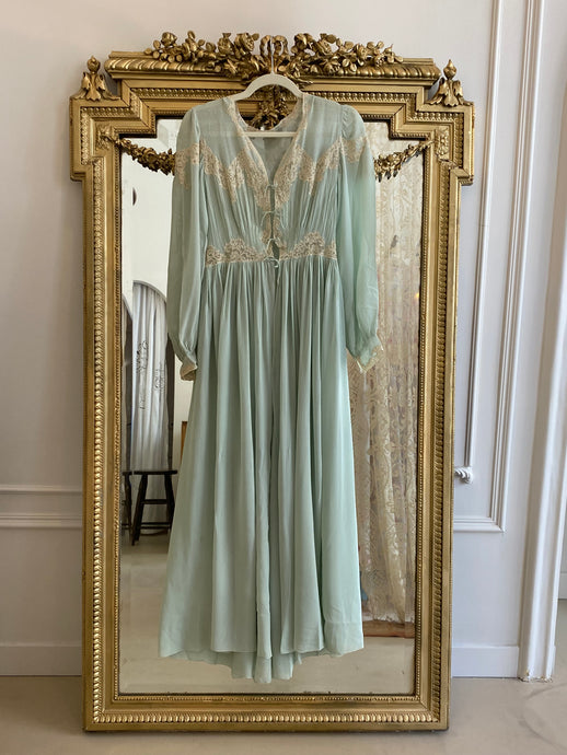 SECOND PAYMENT Antique 1930s silk mousseline in mint green color set