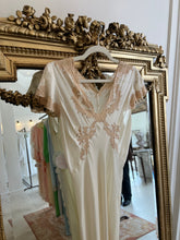 Load image into Gallery viewer, Vintage 1930s cream silk dress with antique French lace
