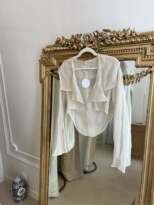 Vintage 1990s silk organza haute couture cream bolero