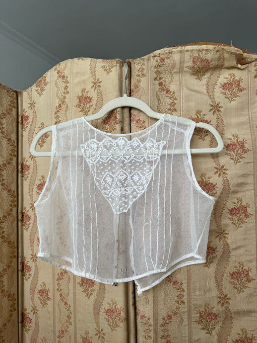 Antique Victorian net lace cropped top