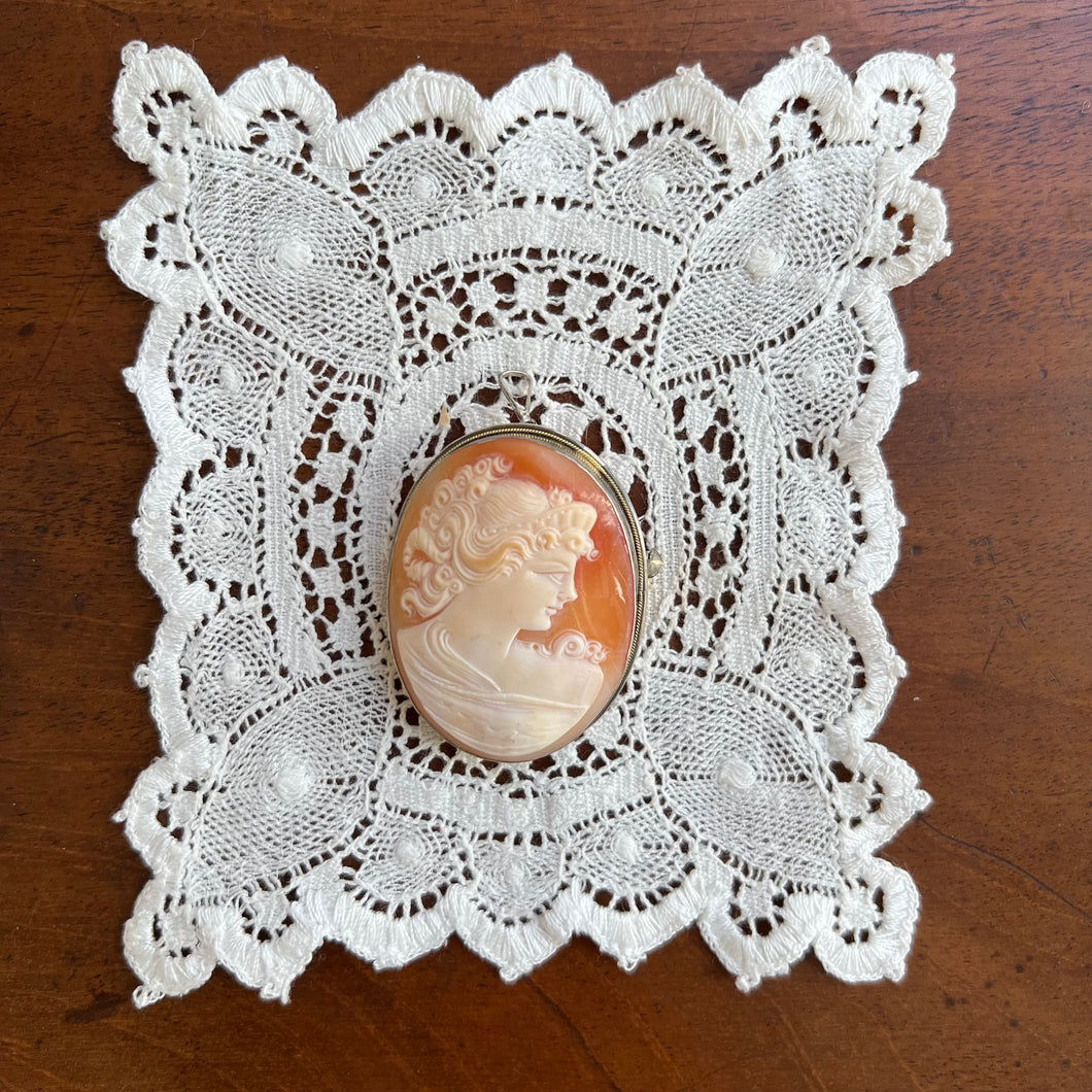 Antique Italian Silver Cameo brooch and pendant