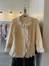 Load image into Gallery viewer, Reserved for Marine Vintage handmade linen and lace jacket