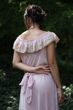 Load image into Gallery viewer, Vintage 1930s silk and lace sheer light mauve day dress