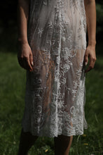 Load image into Gallery viewer, Antique 1920s soutache lace white sheer dress