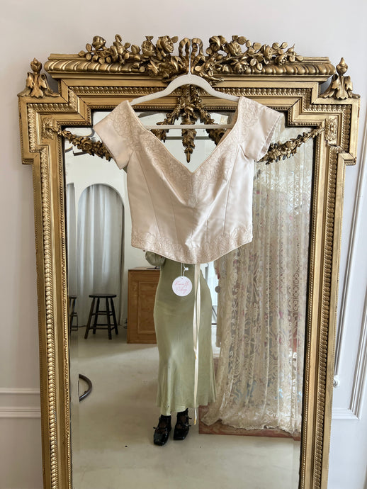 Vintage 90s silk bustier with lace