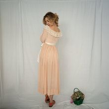Load image into Gallery viewer, Vintage 1930s peach silk and lace gown