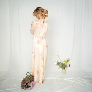 Vintage 1930s satin floral gown