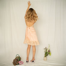 Load image into Gallery viewer, Vintage 1940s blush silk and lace slip dress open back
