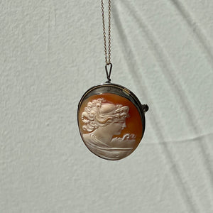 Antique Italian Silver Cameo brooch and pendant