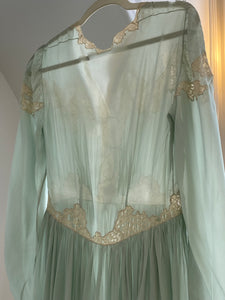 SECOND PAYMENT Antique 1930s silk mousseline in mint green color set
