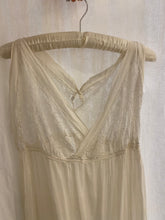 Load image into Gallery viewer, 1920s Sheer Cream Silk and Lace Dress with Button Closure.