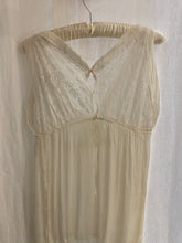 Load image into Gallery viewer, 1920s Sheer Cream Silk and Lace Dress with Button Closure.