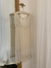 Load image into Gallery viewer, 1920s Sheer Cream Silk and Lace Dress with Button Closure.