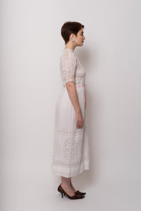 Antique Edwardian Cotton Cutwork Day Dress