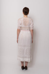 Antique Edwardian Cotton Cutwork Day Dress