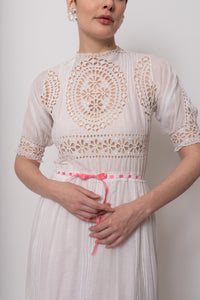 Antique Edwardian Cotton Cutwork Day Dress