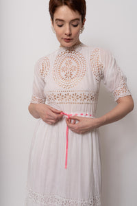 Antique Edwardian Cotton Cutwork Day Dress