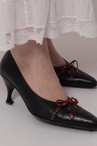 Vintage Leather Italian Black Kitten Heels