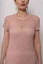 Load image into Gallery viewer, French Vintage 1970s Pink Crochet Dress