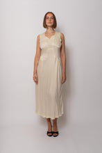 Load image into Gallery viewer, Vintage 1930s Cream Silk Dress Floral Embroidery Details