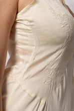 Load image into Gallery viewer, Vintage 1930s Cream Silk Dress Floral Embroidery Details