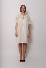 Load image into Gallery viewer, Antique Cotton Linen White Dress Cutwork Lace