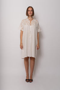 Antique Cotton Linen White Dress Cutwork Lace