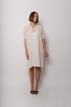 Load image into Gallery viewer, Antique Cotton Linen White Dress Cutwork Lace