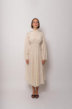 Load image into Gallery viewer, Vintage 1930s Ivory Silk Maxi Dress High Neckline