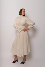 Load image into Gallery viewer, Vintage 1930s Ivory Silk Maxi Dress High Neckline