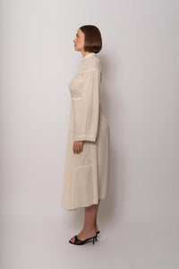 Vintage 1930s Ivory Silk Maxi Dress High Neckline