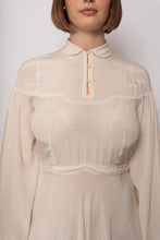 Load image into Gallery viewer, Vintage 1930s Ivory Silk Maxi Dress High Neckline