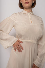 Load image into Gallery viewer, Vintage 1930s Ivory Silk Maxi Dress High Neckline